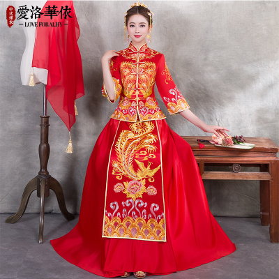 Show Wo clothing bride 2018 spring and summer new Chinese dress wedding toast clothing cheongsam Pho