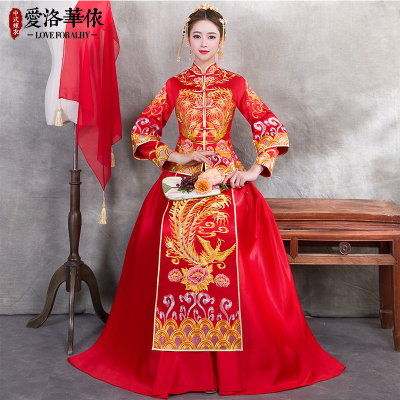 Toast clothing bride wedding Chinese show Wo clothing 2018 spring and summer new long dresses Phoeni