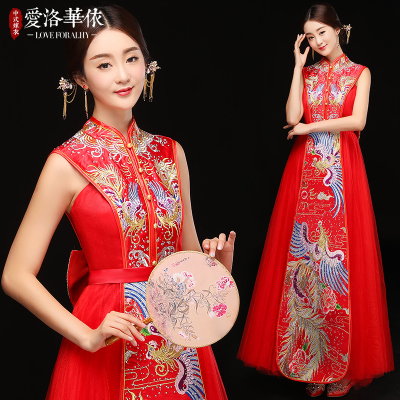 Chinese wedding toast clothing cheongsam 2018 summer new bride show 禾 clothing suits clothing Phoeni