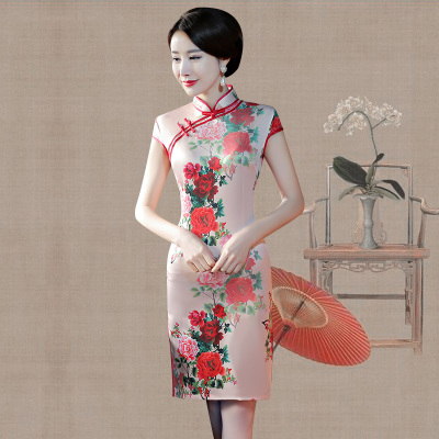 Qipao summer 2018 new girl Chinese style daily short style traditional vintage short sleeve improved qipao dress