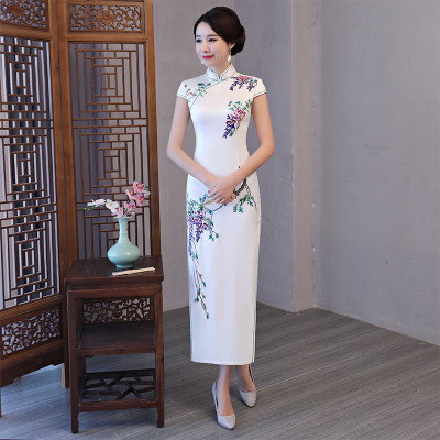 Medium and long style qipao summer 2018 new women double elegant atmosphere retro banquet qipao dress