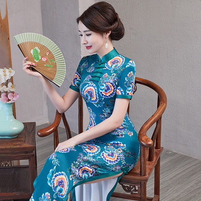 Medium and long qipao summer 2018 new Chinese style women s national style modest and elegant slim show dress 258.95 446.90Medium and long qipao summer 2018 new Chinese style women s national style mo