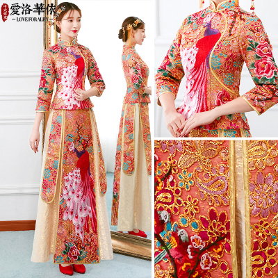Bridal show Wo clothing 2018 spring and summer new Chinese dress toast clothing cheongsam married Dr
