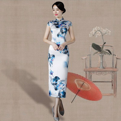 Cheongsam summer 2018 new style Chinese style show performance slimming daily show thin cheongsam dress in long style