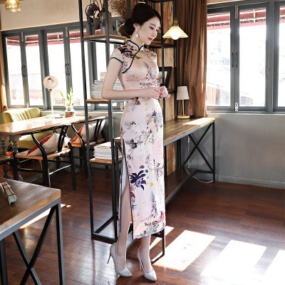 Qipao summer 2018 new girls retro style elegant and daily improvement of Chinese qipao dress long style