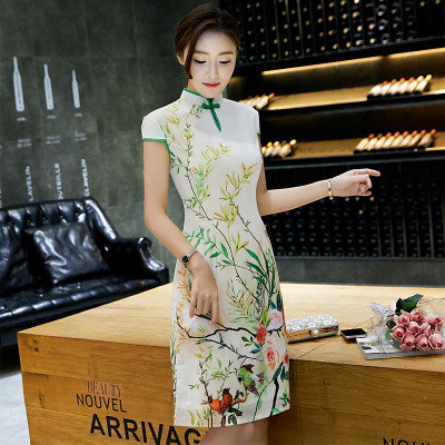 Qipao summer 2018 new female improvement odai show dress slim qipao dress in long style
