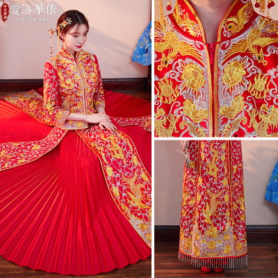 Big Five Fu Longfeng wedding dress 2018 spring and summer new wedding toast clothing bride show Wo c