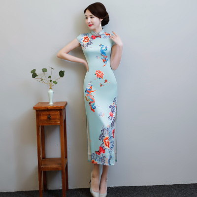 Long style cheongsam 2018 new spring and summer women s daily retro trim modest elegant elegant show dress 185.45 320.90Long style cheongsam 2018 new spring and summer women s daily retro trim modest