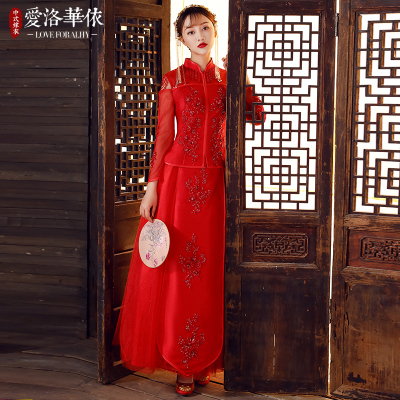 Toast clothing bride wedding show clothing 2018 spring and summer new Chinese style evening dress su