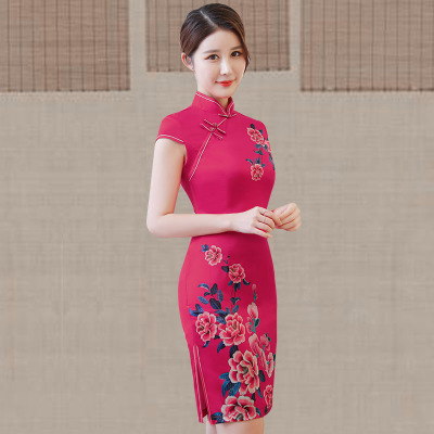 Qipao 2018 new spring and summer girls retro trim elegant daily improved Chinese style dress in the long style