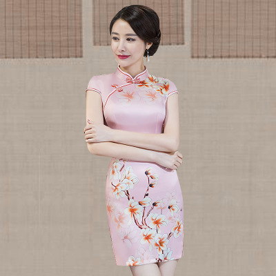 Short cheongsam summer 2018 new girls retro Chinese style trim elegant daily improvement Chinese style dress
