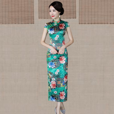 Old Shanghai cheongsam summer 2018 new female Chinese style dignified atmosphere show long cheongsam dress