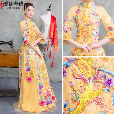 Show Wo clothing bride 2018 new spring and summer Chinese style lace dress wedding toast clothing we