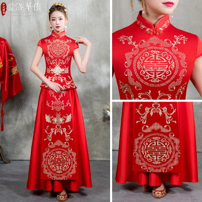 Toast service 2018 new summer short-sleeved thin section show dress bride wedding dress new Chinese