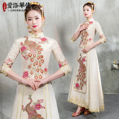 Bride toast clothing cheongsam 2018 spring and summer new Chinese wedding dress show Wo clothing sui