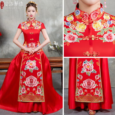 Show Wo clothing bride 2018 new summer paragraph toast clothing new Chinese dress short-sleeved cheo