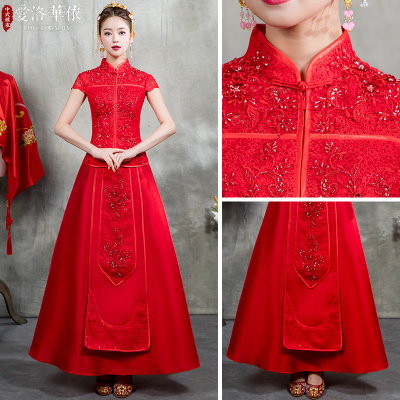 Wedding dress bride wedding show clothing 2018 spring and summer new new Chinese dress short-sleeved