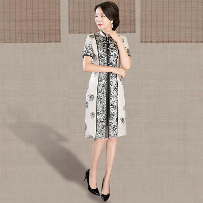 Medium and long qipao summer 2018 new female retro trim elegant daily improvement two pieces of oday dress