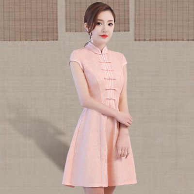 Cheongsam 2018 new summer girl retro elegant daily improved Chinese style lace dress long section