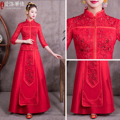 Toast service 2018 new spring and summer new Chinese dress show dress bride wedding Dragon Phoenix e