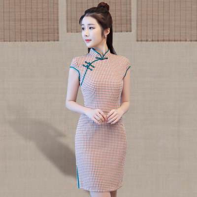 Daily short qipao summer 2018 new girls retro slim and elegant modified qipao dress