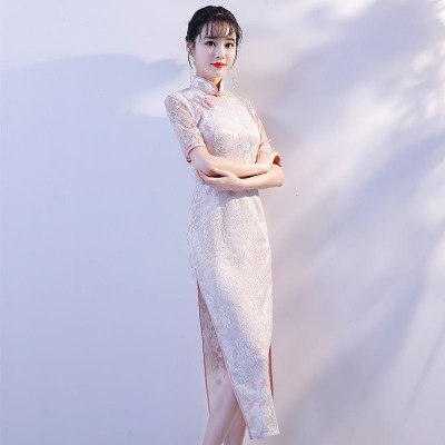 Qipao summer 2018 new girls elegant retro style short sleeve slender body improvement qipao dress long style