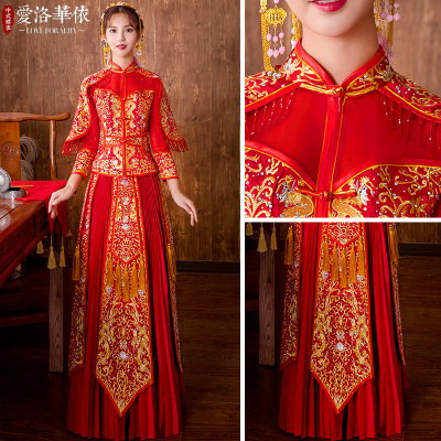 Show Wo clothing 2018 new spring and summer Chinese-style dress bride wedding toast clothing wedding