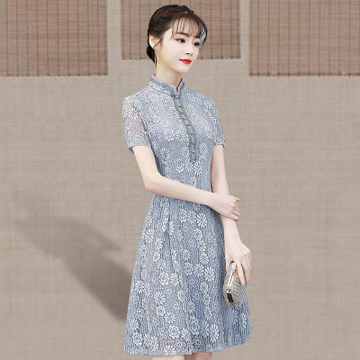 Cheongsam summer 2018 new female retro Slim elegant improved Austrian Chinese style robe dress long section