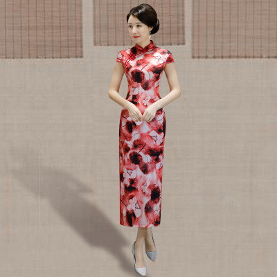 Qipao summer 2018 new style women retro trim elegant daily Chinese style improved Chinese style dress in the long style