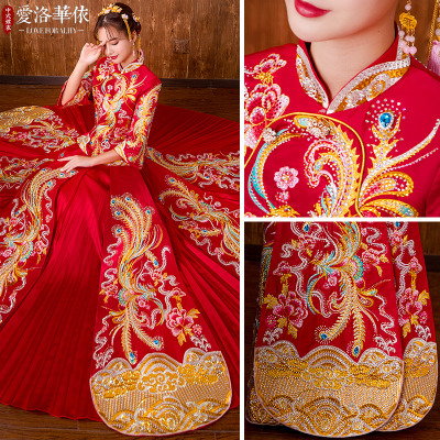 Show Wo clothing bride 2018 new spring and summer new Chinese dress wedding toast clothing dress Pho
