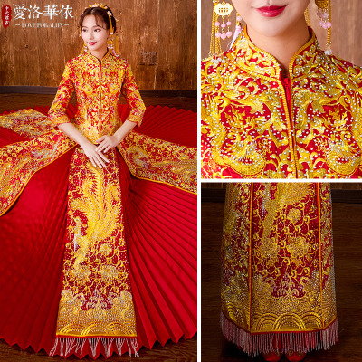 Big Five Fu Longfeng 2018 new spring and summer show suit bride wedding toast clothing new Chinese d