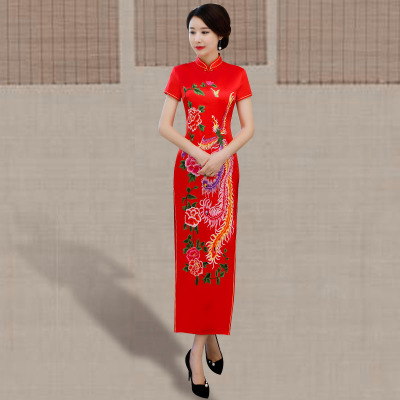 Long style qipao summer 2018 new Chinese style women s traditional style slim and slim show the performance of the qipao dress 279.95 478.40Long style qipao summer 2018 new Chinese style women s tra