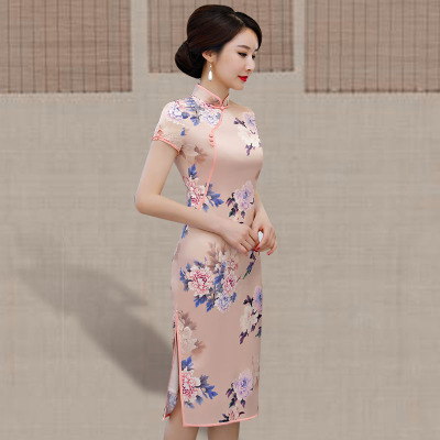 Cheongsam summer 2018 new female retro Chinese Slim Chinese style show show robe dress long section