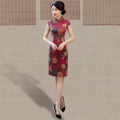 Cheongsam long section summer 2018 new female retro Chinese style show show slim slimming robe dress