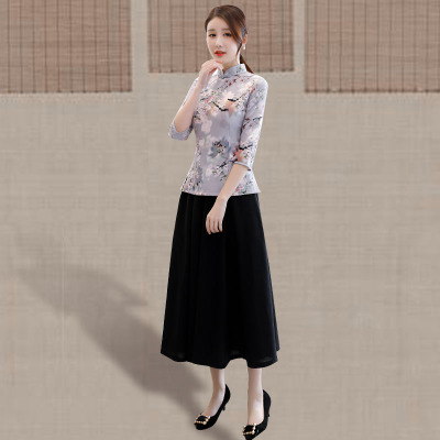 Qipao long style summer 2018 temperament new style women Chinese style walk show improved version of oday thin qi dress