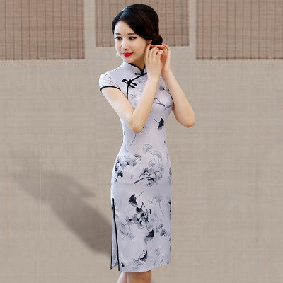 Cheongsam long section summer 2018 new female retro Chinese style show show slim slimming robe dress
