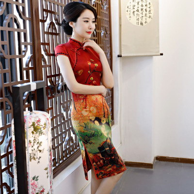 Medium and long qipao summer 2018 new women s traditional Chinese style retro trim slim daily Chinese qipao dress 153.95 236.90Medium and long qipao summer 2018 new women s traditional Chinese style r