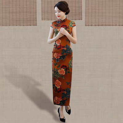 Cheongsam in the long summer 2018 new women retro Chinese style trim elegant daily Chinese chi-pao dress
