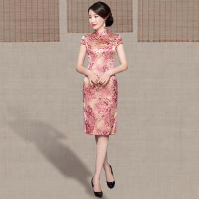 Old Shanghai cheongsam summer 2018 new female retro Chinese Slim thin elegant Chinese style robe dress