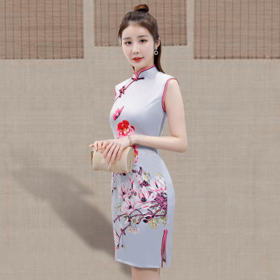 Qipao short style summer 2018 new style women s Chinese style slim figure daily improvement old Shanghai qipao dress 99.45 163.40Qipao short style summer 2018 new style women s Chinese style slim figu