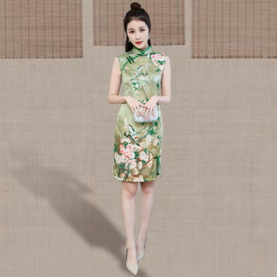 Short cheongsam summer 2018 new girl Chinese style retro trim slim daily Chinese chi-pao dress