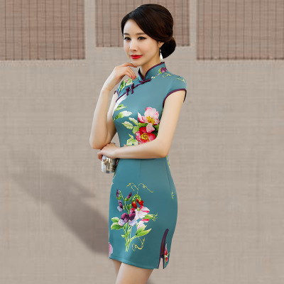 Cheongsam short style summer 2018 new style women s Chinese style slim figure daily retro Chinese cheongsam dress summer 99.45 142.40Cheongsam short style summer 2018 new style women s Chinese style s