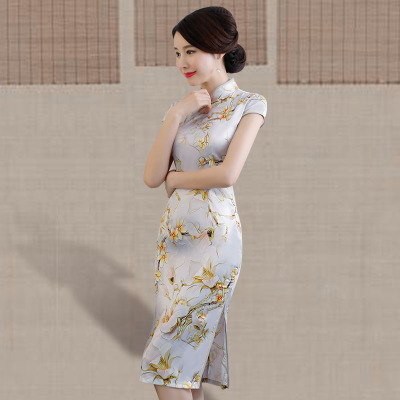Qipao summer 2018 new style Chinese style show performance temperament slim qipao dress long style
