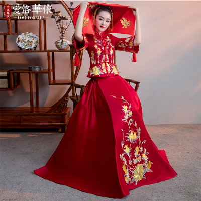 Show Wo clothing 2018 New Longfeng Xia Xiu Xiu toast clothing wedding was thin cheongsam Chinese wed