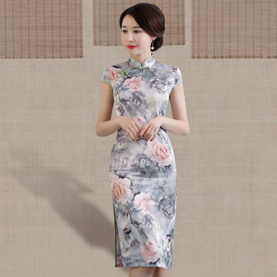 Qipao summer 2018 new style of Chinese women s national style show performance slim and slim temperament qipao dresses long style 132.95 205.40Qipao summer 2018 new style of Chinese women s national s