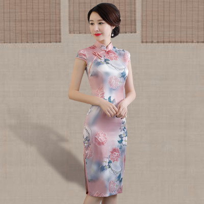 Qipao summer 2018 new style Chinese style show performance temperament slim qipao dress long style