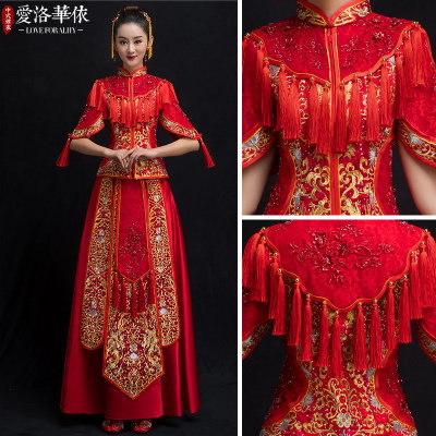 Show Wo clothing bride 2018 new summer thin section wedding Dragon Phoenix Chinese wedding dress toa