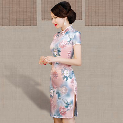 Qipao summer 2018 new girls dignified and elegant trim fashion  elegant slim qipao dresses long style