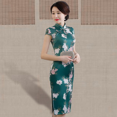Qipao summer 2018 new style Chinese style show performance temperament slim qipao dress long style