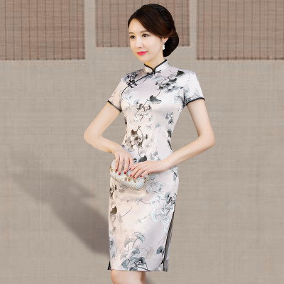 Cheongsam long section summer 2018 new female retro Chinese style show show slim slimming robe dress